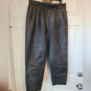 German Vintage Bavarian Leather Pants, Size: 40 European/Medium US, Color: Black